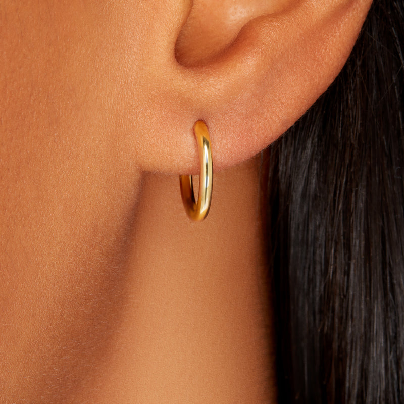Chubby Latch Back Gold Wide Thick Tube Small Gold Chunky Hoop Earrings –  Doviana